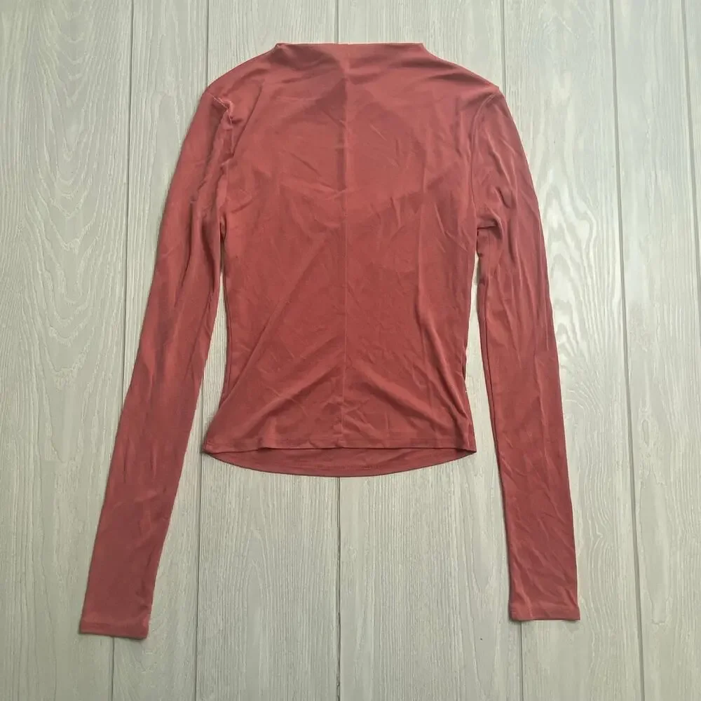 Free People Intimately Dusty Rose Pink Circular Cutout Long Sleeve Top Sz Medium